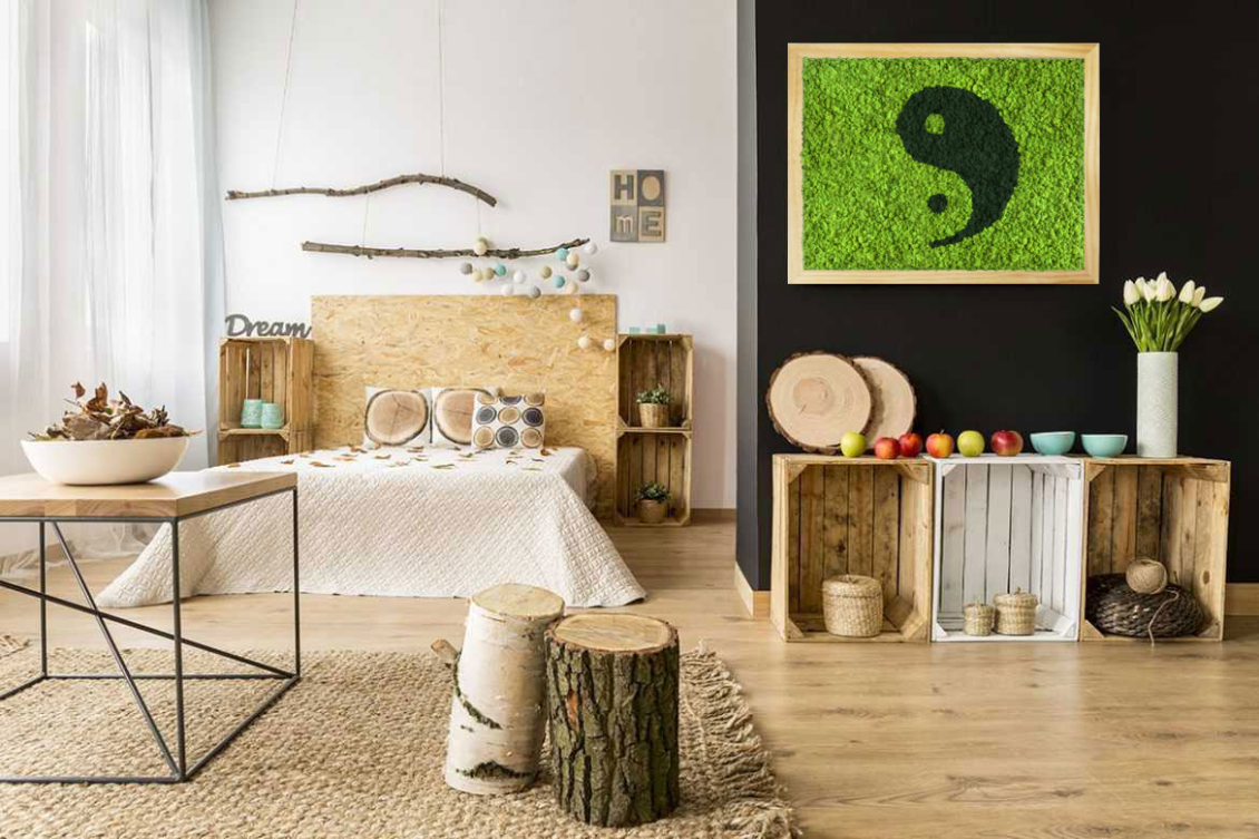 Tableau végétal lichen Yin Yang